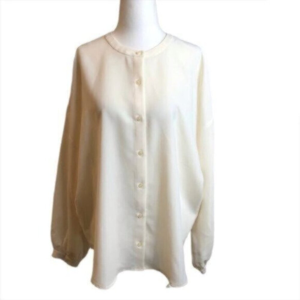 NWT Alfani White Button Down Blouse Large